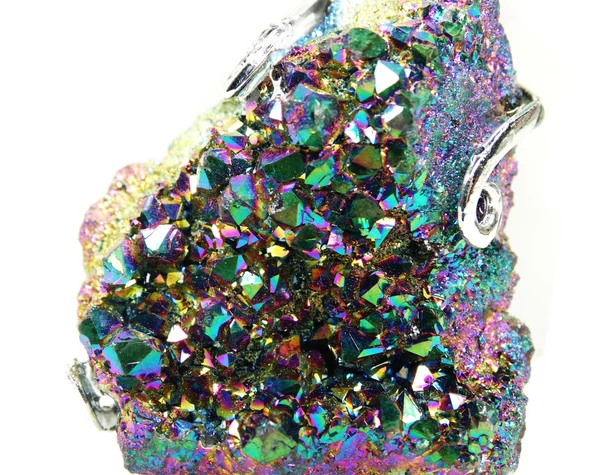 Crystal aura titan geode geologiczne Kwarce — Zdjęcie stockowe