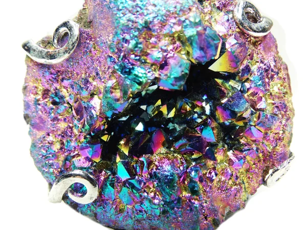 Cristal cuarzo aura titán geoda cristales geológicos —  Fotos de Stock