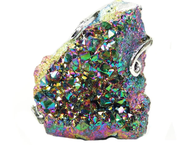 Crystal quartz aura titan geode geological crystals — Stock Photo, Image