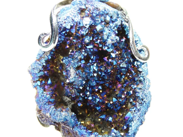 Crystal aura titan geode geologiczne Kwarce — Zdjęcie stockowe