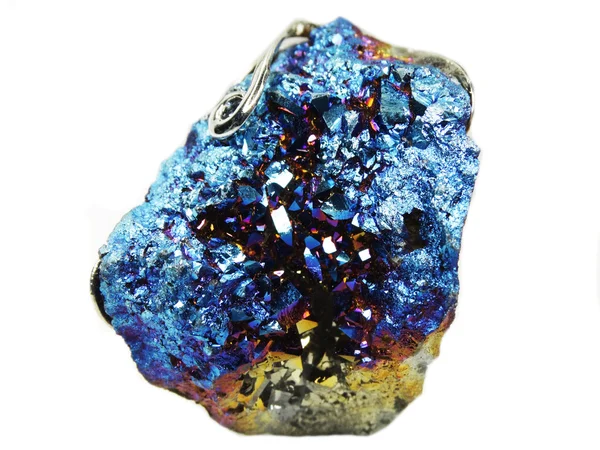 Crystal quartz aura titan geode geologické krystaly — Stock fotografie