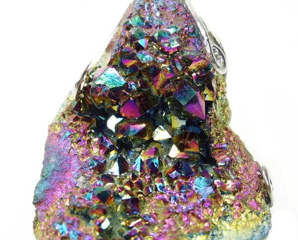 Cristallo quarzo aura titano geode cristalli geologici — Foto Stock