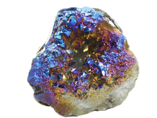 Crystal aura titan geode geologiczne Kwarce — Zdjęcie stockowe