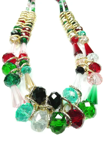 Halsband med ljusa kristaller smycken — Stockfoto