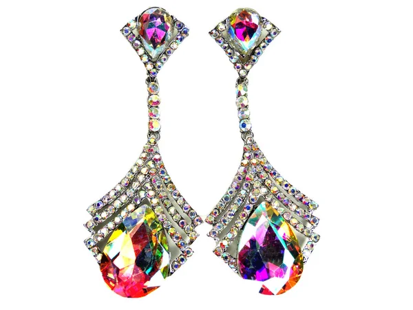 Brincos de jóias com cristais brilhantes — Fotografia de Stock