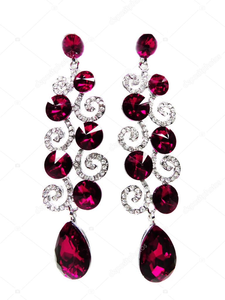 jewelry earrings with bright crystals 