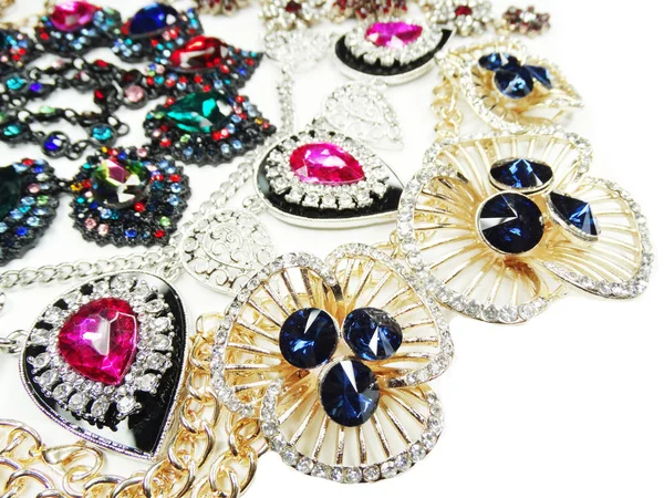 Collar de joyas con cristales brillantes fondo de moda — Foto de Stock