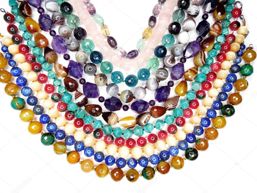 semigem necklace with bright crystals jewelry