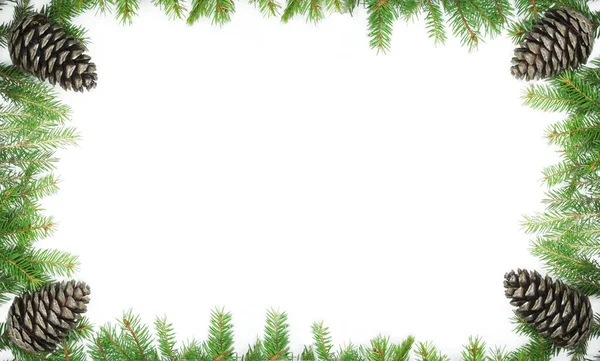 Cadre de décoration de Noël avec branches et cônes de sapin — Photo
