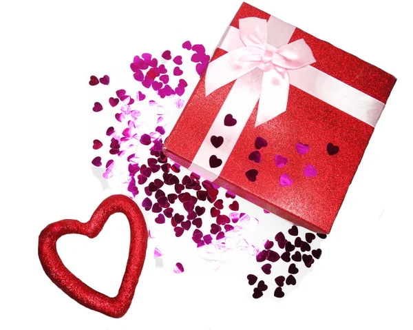 Presenteren box wenskaart Valentijnsdag liefde vakantie-concept — Stockfoto