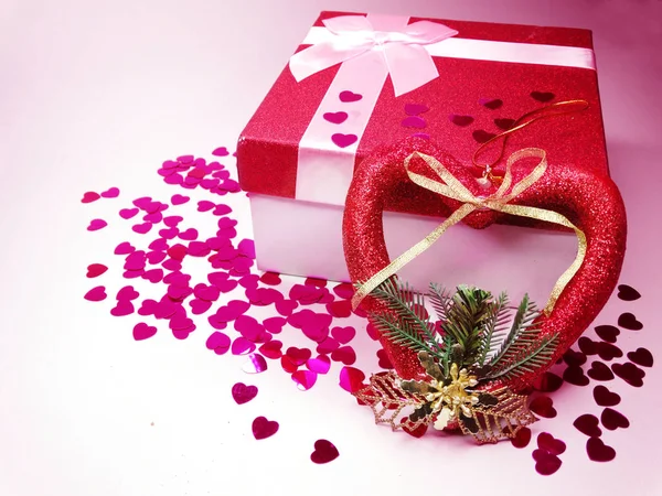 Presenteren box wenskaart Valentijnsdag liefde vakantie-concept — Stockfoto