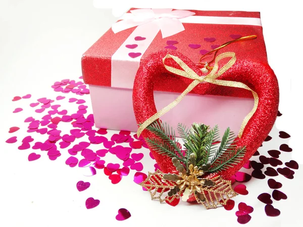 Presentera box gratulationskort alla hjärtans dag kärlek holiday koncept — Stockfoto