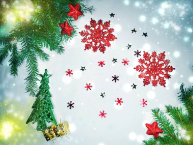 Ahşap arka plan christmas dekorasyon kompozisyonu