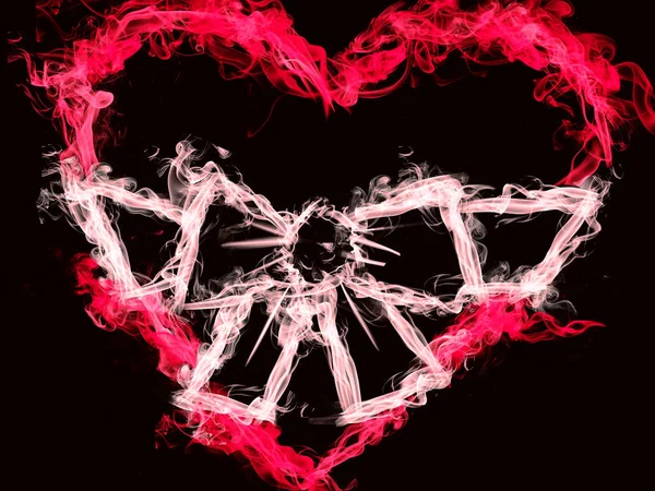 Amor abstracto fondo corazón en arco humo colorido — Foto de Stock
