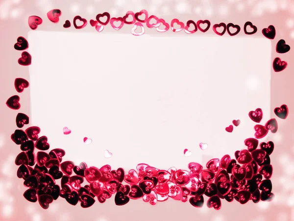 Tarjeta de felicitación con confeti concepto de amor día de San Valentín marco b —  Fotos de Stock