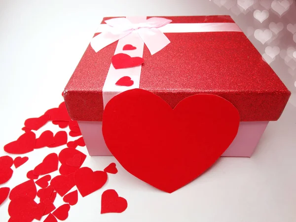 Present box greeting card valentine's day love holiday concept — Stock Photo, Image