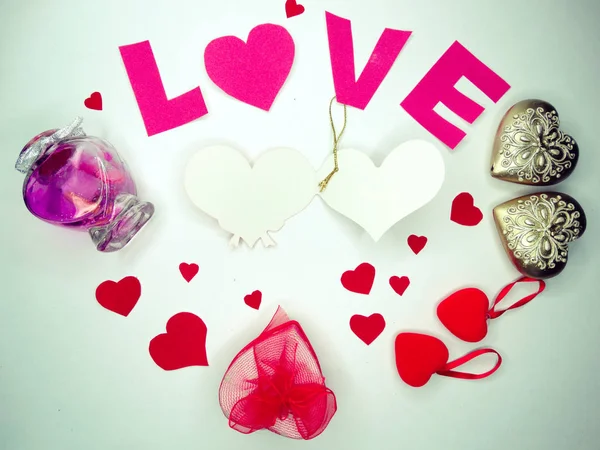 San Valentino composizione di scatole regalo e cuori — Foto Stock