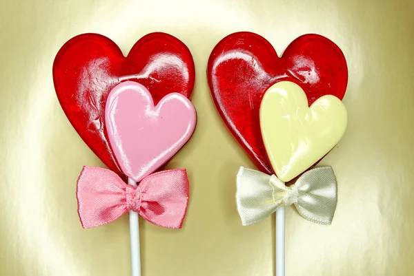 Corazón piruletas dulce amor día de San Valentín — Foto de Stock