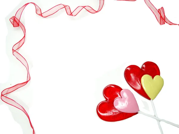 Corazón piruletas dulce amor día de San Valentín —  Fotos de Stock