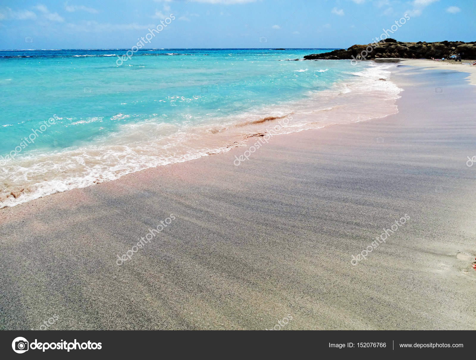 Plage Avec Mer Paysage Sable Rose île Crète En Grèce