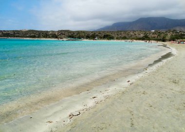pembe kum manzara deniz Girit Adası Yunanistan ile plaj