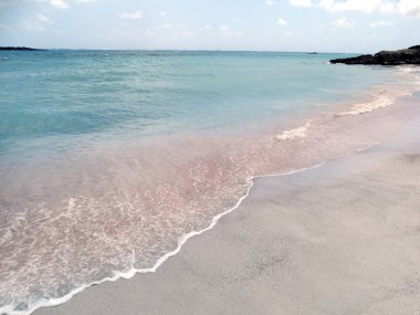 pembe kum manzara deniz Girit Adası Yunanistan ile plaj