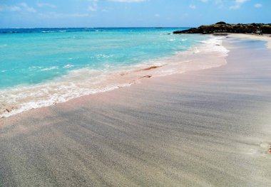 pembe kum manzara deniz Girit Adası Yunanistan ile plaj