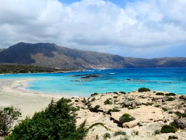 pembe kum manzara deniz Girit Adası Yunanistan ile plaj