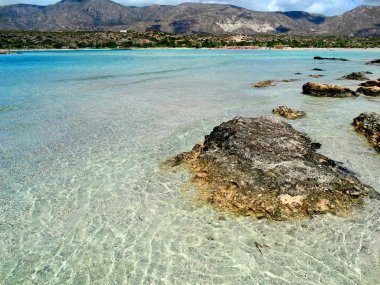pembe kum manzara deniz Girit Adası Yunanistan ile plaj