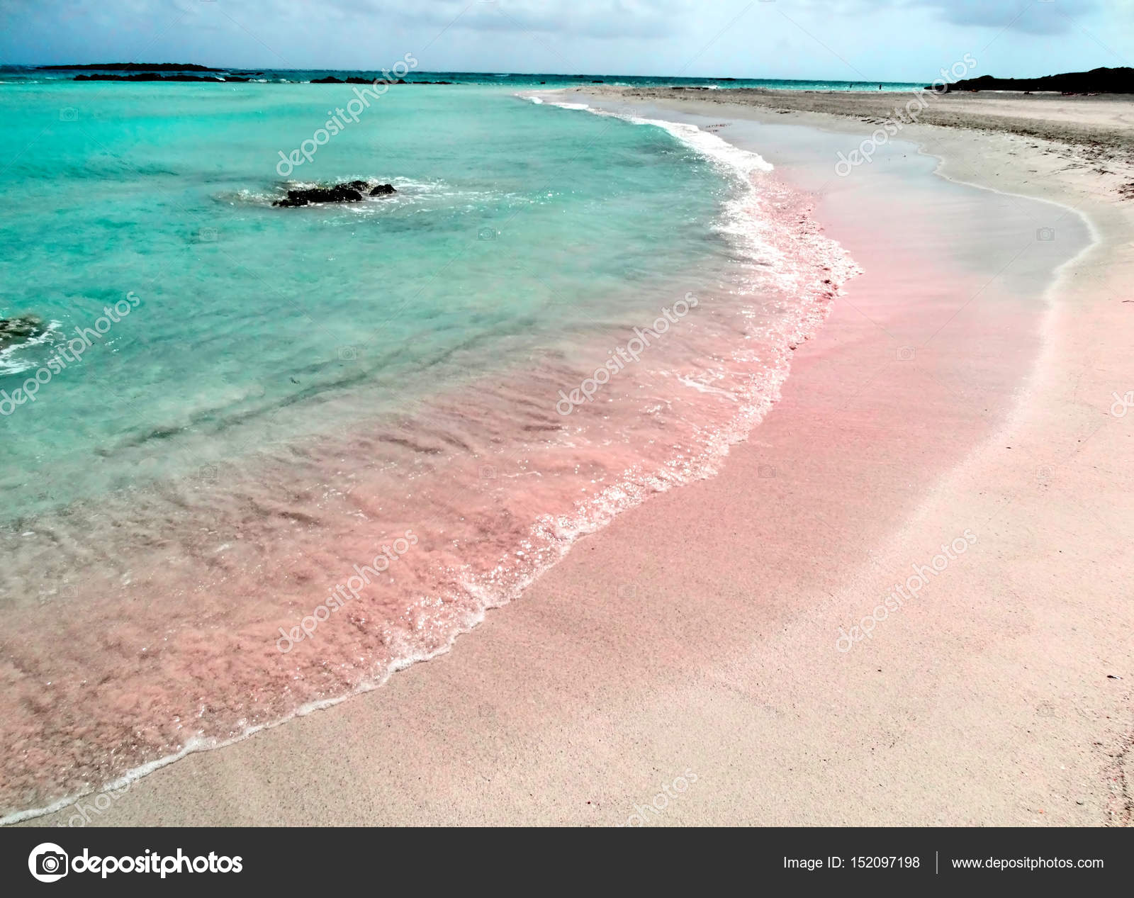 Spiaggia Con Mare Paesaggio Sabbia Rosa Isola Crete Grecia