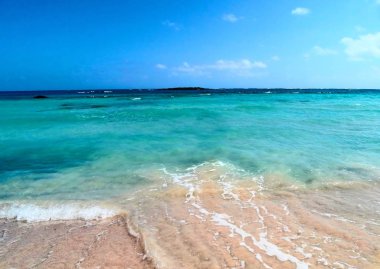 pembe kum manzara deniz Girit Adası Yunanistan ile plaj