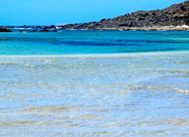 pembe kum manzara deniz Girit Adası Yunanistan ile plaj