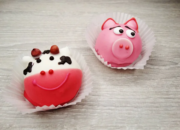 Pasteles creativos de comida para niños divertidos forma animal — Foto de Stock