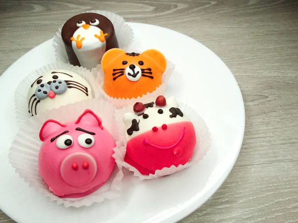 Yaratıcı yiyecekler kek için çocuk komik hayvan formuna — Stok fotoğraf