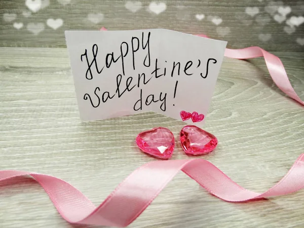 인사말 카드와 하트의 발렌타인 구성 — 스톡 사진