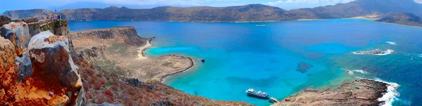 해변 및 해안 풍경 바다 섬 그리스 크레타의 파노라마 — 스톡 사진
