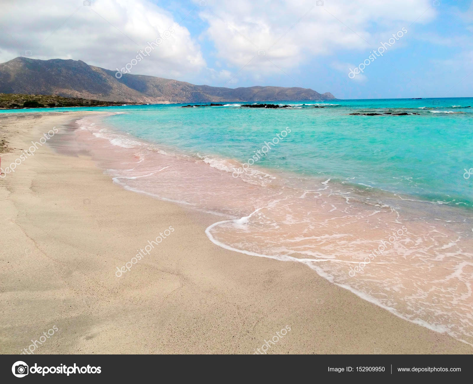 Spiaggia Con Mare Paesaggio Sabbia Rosa Isola Crete Grecia