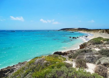 pembe kum manzara deniz Girit Adası Yunanistan ile plaj