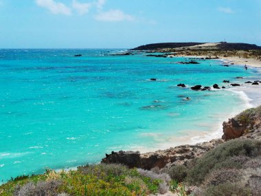 pembe kum manzara deniz Girit Adası Yunanistan ile plaj