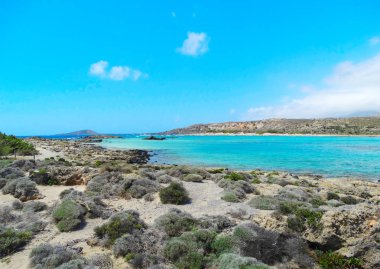 pembe kum manzara deniz Girit Adası Yunanistan ile plaj