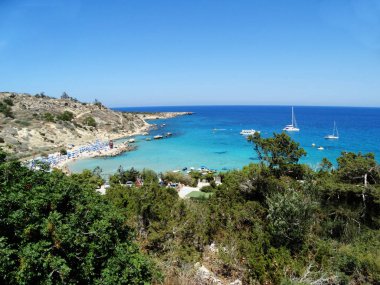 plaj sahil peyzaj Akdeniz deniz Kıbrıs Adası 