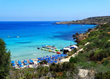 plaj sahil peyzaj Akdeniz deniz Kıbrıs Adası 
