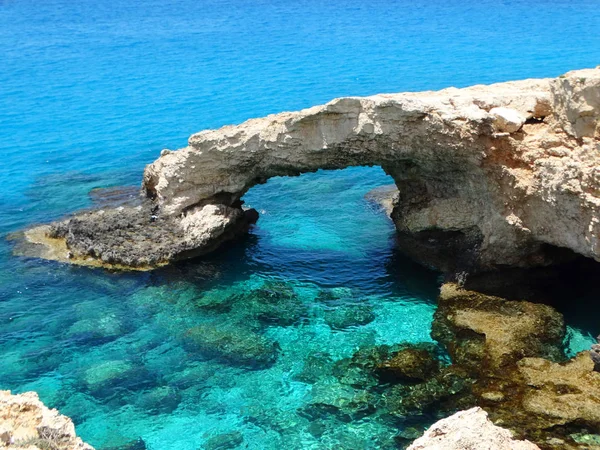 Rocky coast landscape mediterranean sea Cyprus island — Stock Photo, Image