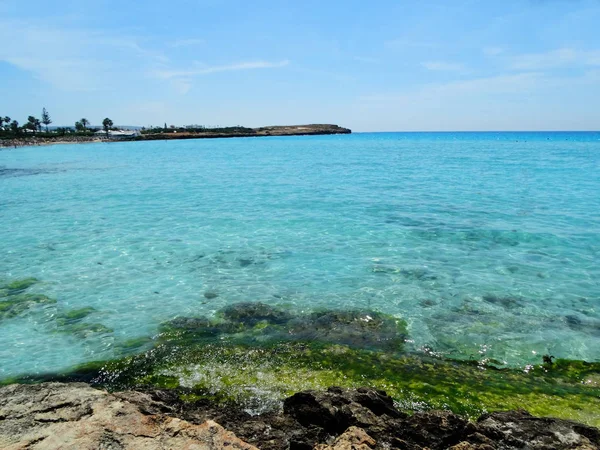 Beach coast landscape mediterranean sea Cyprus island — Stock Photo, Image