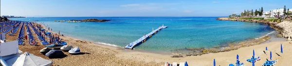 Panorama beach coast landscape mediterranean sea Cyprus island — Stock Photo, Image