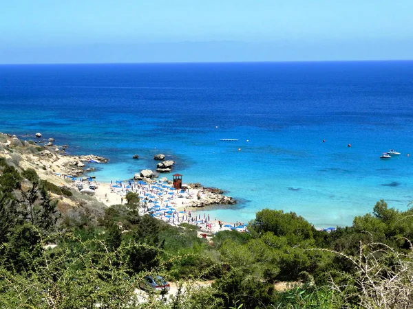 Beach coast landscape mediterranean sea Cyprus island — Stock Photo, Image