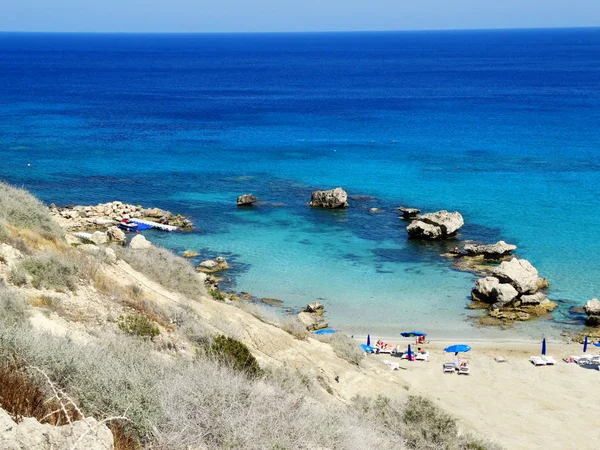 地中海キプロス島ビーチ海岸風景 — ストック写真