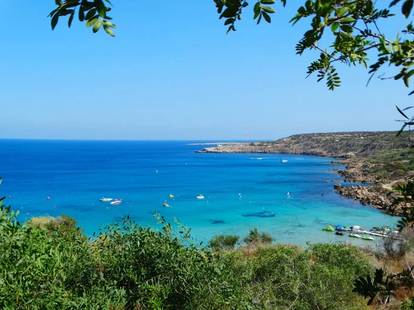 Beach coast landscape mediterranean sea Cyprus island — Stock Photo, Image