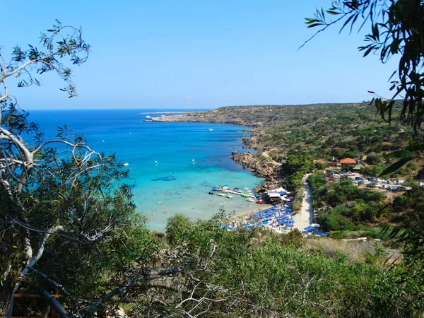 Beach coast landscape mediterranean sea Cyprus island — Stock Photo, Image