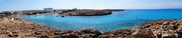 Panorama rocky coast landscape mediterranean sea Cyprus island — Stock Photo, Image